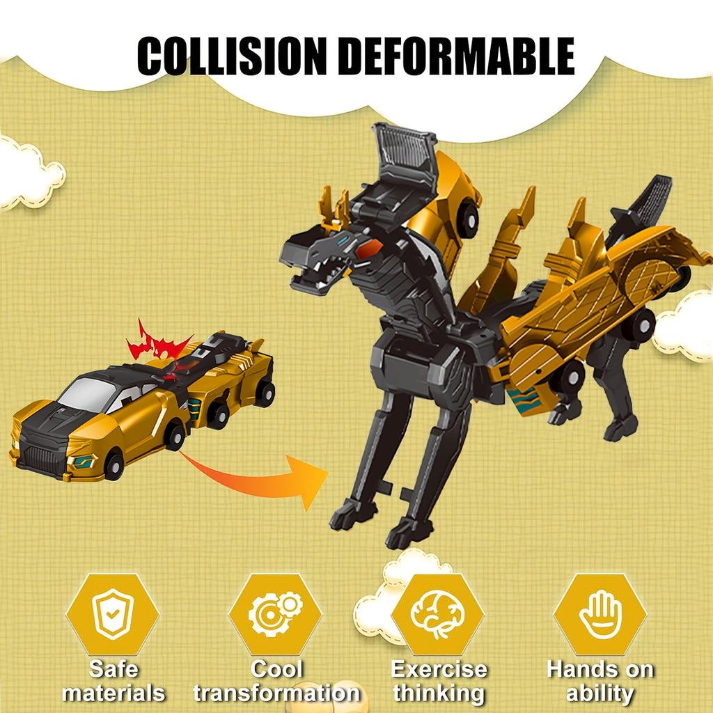 Dinosaur Car Toy with Magnetic Features - Manual Activation for Dinosaur And Car Transformation, No Batteries Required - Ideal Birthday And Christmas Present for Kids, Party Gifts, Creative Play