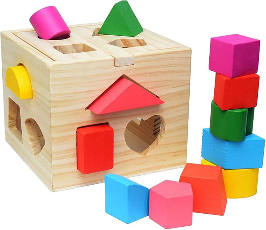 Wooden Shape Sorting Cube Toys