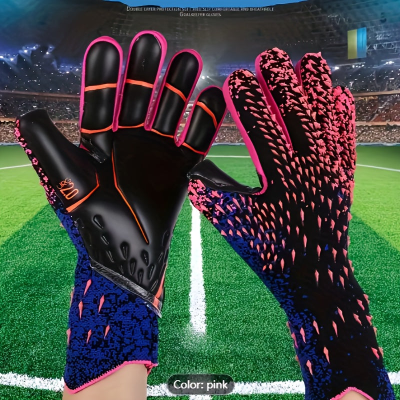 1 Pair Thick 3.5MM Soccer Goalkeeper Gloves | Soft Latex Material, Unisex Outdoor Sports Training Gloves, Knit Fabric, All-season Use