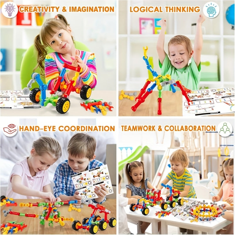 132pcs Kids STEM Building Toys for 3 4 5 6 7 8+ Year Old Boy Girl Birthday Gift, Educational Building Blocks Stem Kits Activities Engineering Creative Games, Ideal Christmas Birthday GiftsChristmas stocking stuffers,Christmas