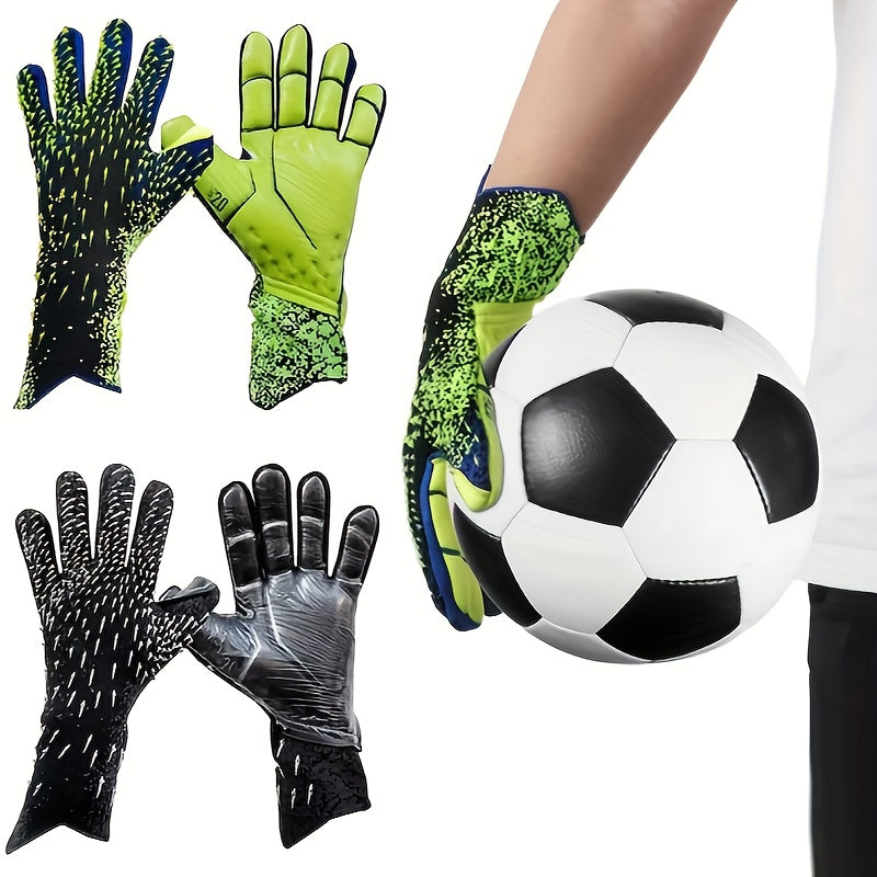 1 Pair Thick 3.5MM Soccer Goalkeeper Gloves | Soft Latex Material, Unisex Outdoor Sports Training Gloves, Knit Fabric, All-season Use