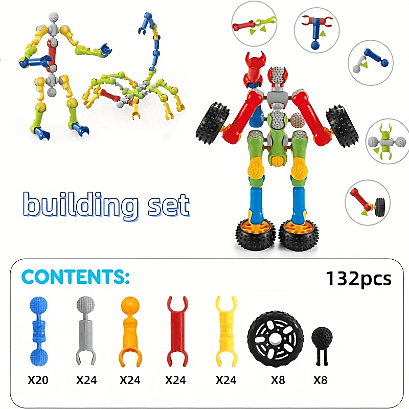 132pcs Kids STEM Building Toys for 3 4 5 6 7 8+ Year Old Boy Girl Birthday Gift, Educational Building Blocks Stem Kits Activities Engineering Creative Games, Ideal Christmas Birthday GiftsChristmas stocking stuffers,Christmas