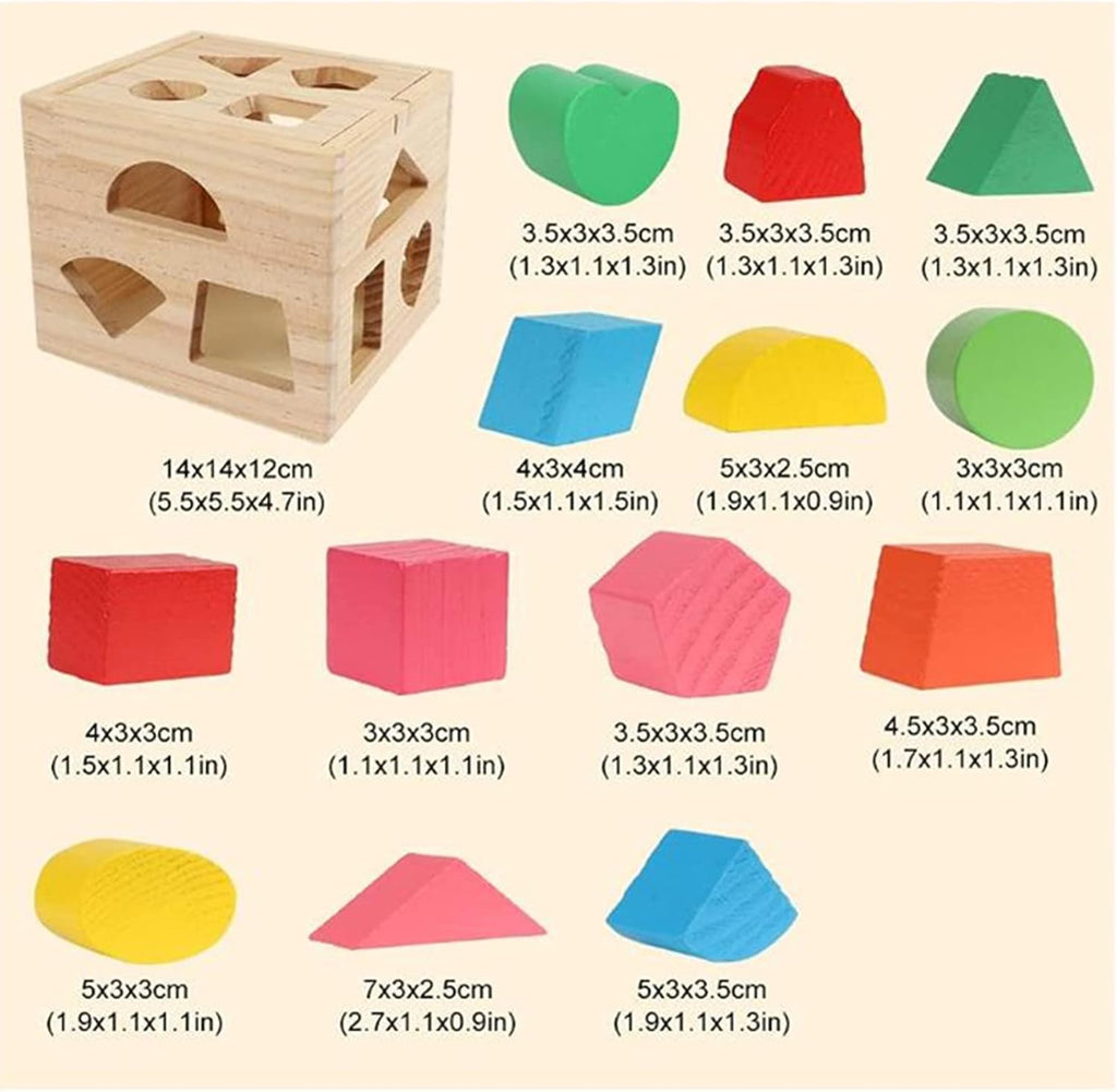 Wooden Shape Sorting Cube Toys
