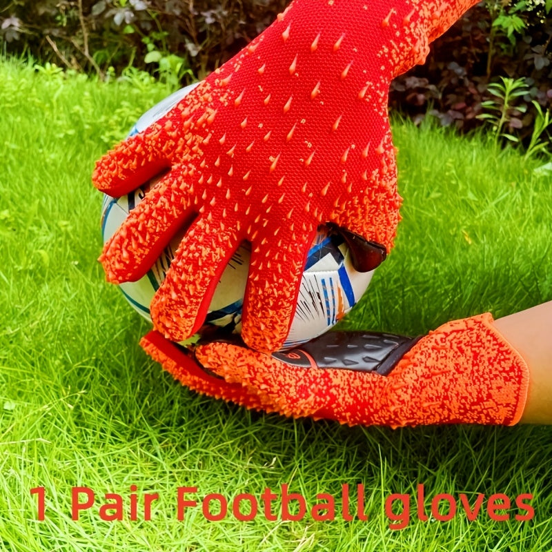 1 Pair Thick 3.5MM Soccer Goalkeeper Gloves | Soft Latex Material, Unisex Outdoor Sports Training Gloves, Knit Fabric, All-season Use