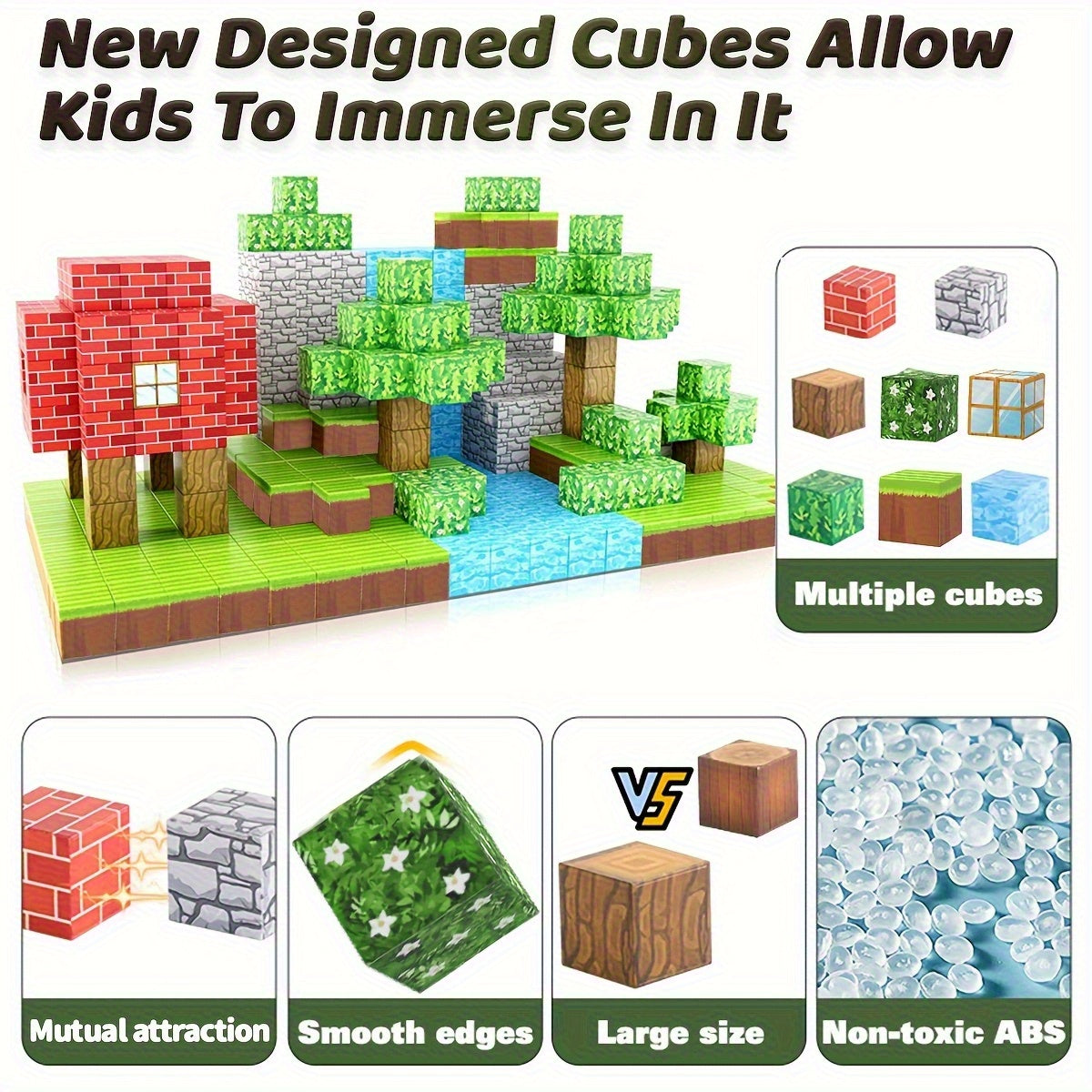 100/50/30pcs Magnetic Building Blocks, a Sensory Featuring Magnet Cubes, Are an Enhanced STEM Present Designed to Help Children Develop Their Cognitive Skills. WinterChristmas stocking stuffers,Christmas stocking stuffers