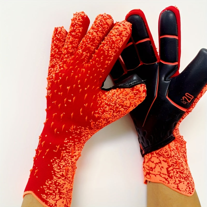 1 Pair Thick 3.5MM Soccer Goalkeeper Gloves | Soft Latex Material, Unisex Outdoor Sports Training Gloves, Knit Fabric, All-season Use