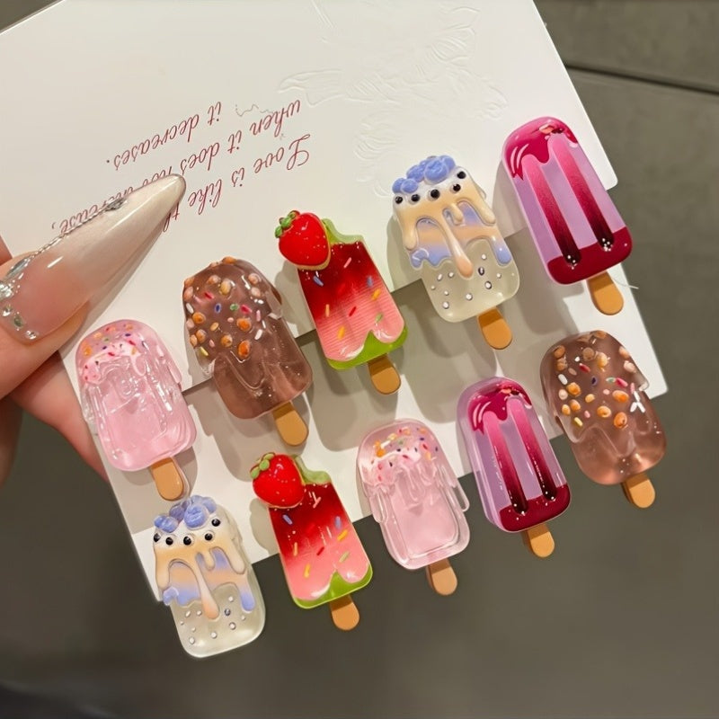 10pcs of Women'S Exquisite And Cute Sweet Ice Cream Hair Clips with Colorful 3D Decorations for a Youthful Look