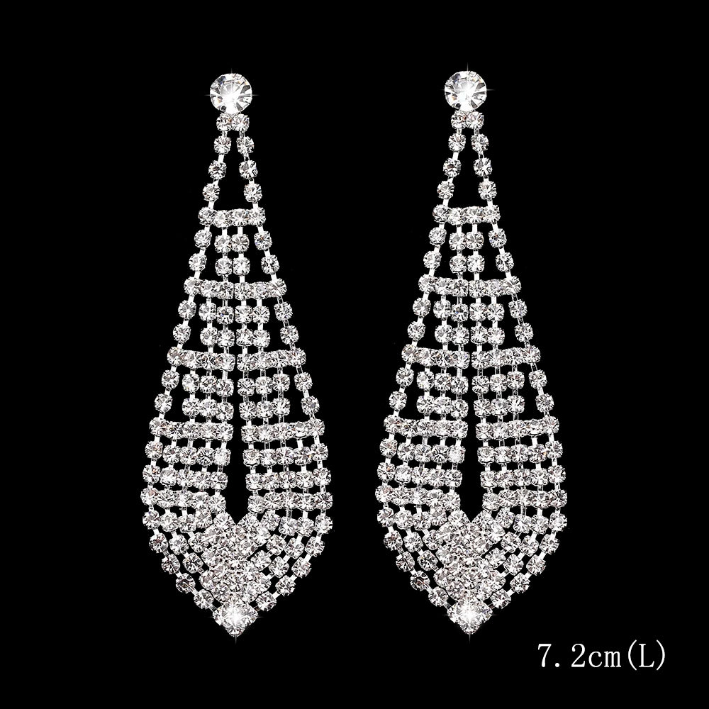 Brillessa - BLIJERY Bling Rhinestone Crystal Long Tassel Drop Earrings for Women Big Hanging Dangle Earrings Brincos Bridal Wedding Jewelry