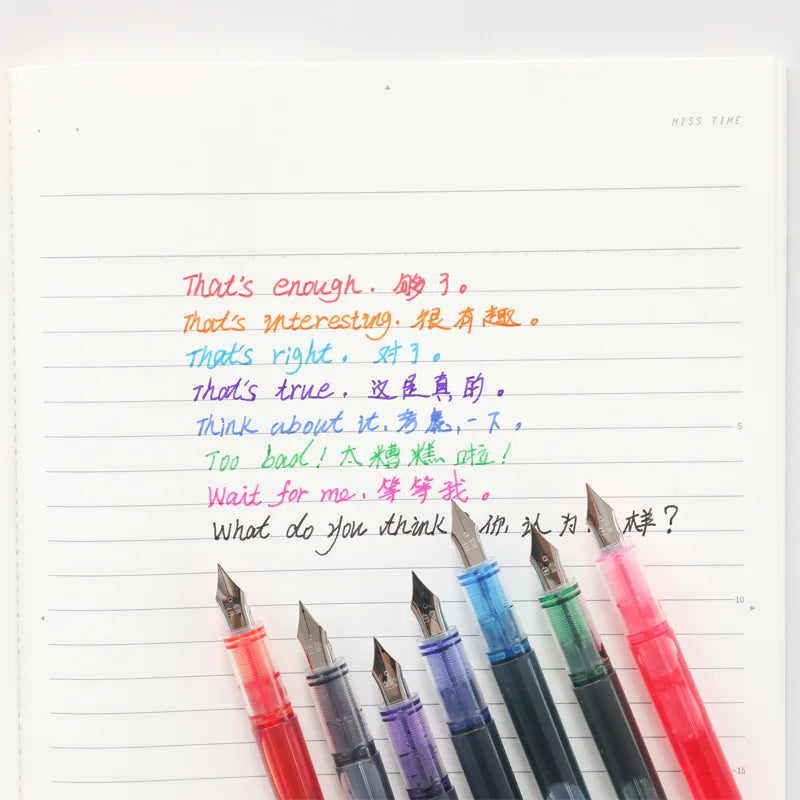 0.38/0.5mm Fountain Pen Writing Large Ink Officeschool Supplies 8 Colors 2022 Stationery Set Kawaii Gift Fashion EF F Nib 03967