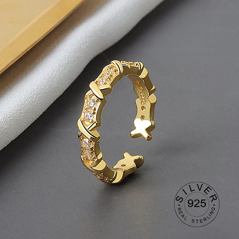 Zirella - Real 925 Sterling Silver Rings For Women vintage zircon open round Engagement Rings Silver 925 Jewelry Anillos Mujer