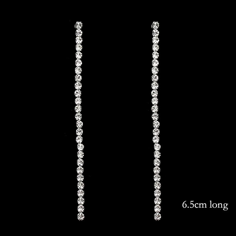 Brillessa - BLIJERY Bling Rhinestone Crystal Long Tassel Drop Earrings for Women Big Hanging Dangle Earrings Brincos Bridal Wedding Jewelry