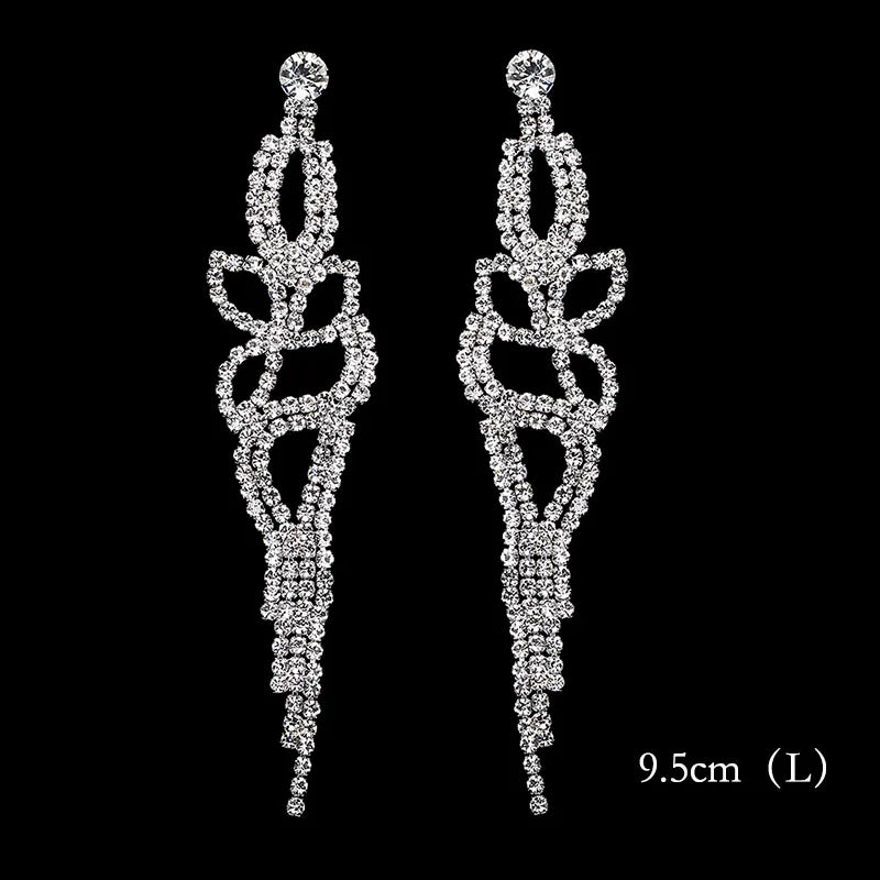 Brillessa - BLIJERY Bling Rhinestone Crystal Long Tassel Drop Earrings for Women Big Hanging Dangle Earrings Brincos Bridal Wedding Jewelry