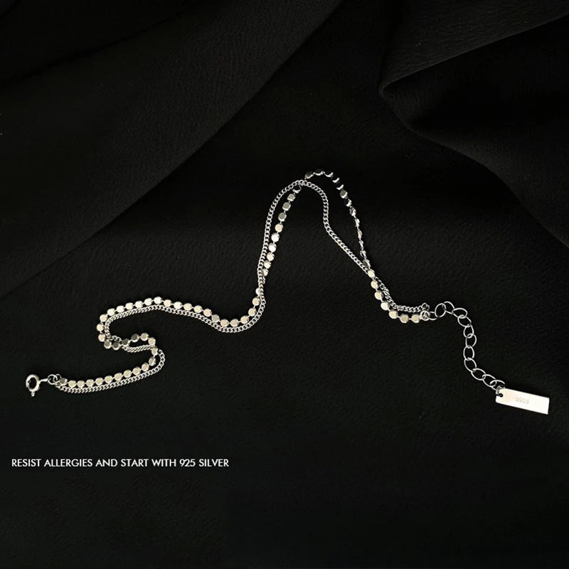 LYSEN -  
VENTFILLE 925 Sterling Zilveren Dubbellaagse Enkelband voor Dames Geometrische Schijf Enkelbandje Zomersieraden