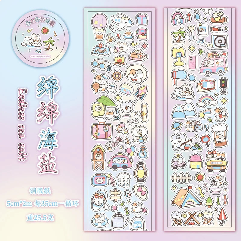 Mr. Paper, 200cm/roll，Cartoon Mini Cute Food Pattern Sticker，Scrapbook Phone Case Notebook Diary Decoration Stationery Sticker