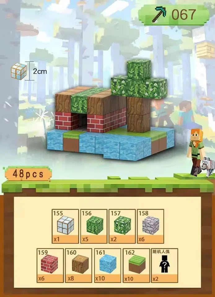 32-212PCS Magnetic Blocks-Build Mine Magnet World Set for Boys & Girls Age 3+, Sensory Toys for Toddlers Gifts Construction Toys