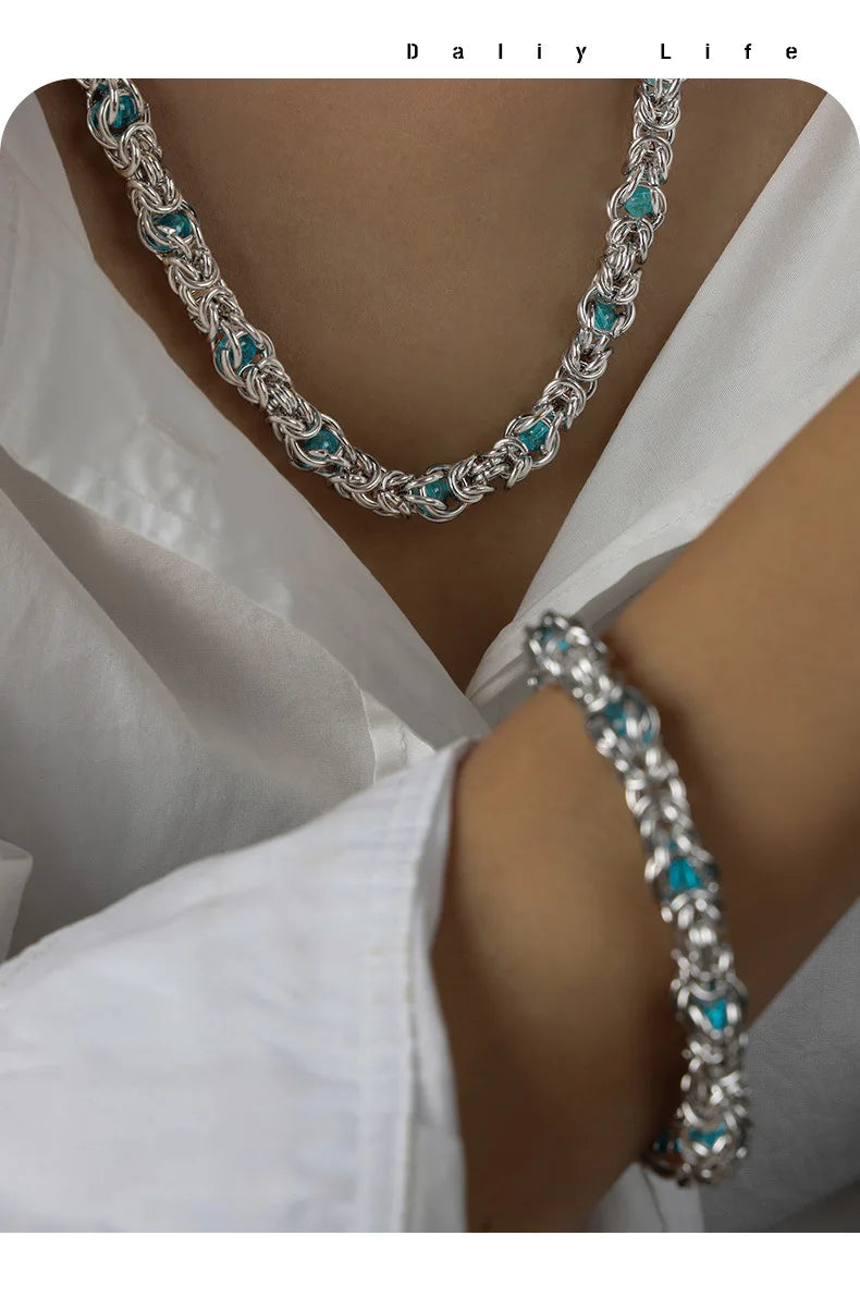 LIORÉ - 
Liora High Quality Stainless Steel Irregularly Chain Necklace Bracelet For Women Men Charm Women's Two Pieces Jewelry Set Gifts