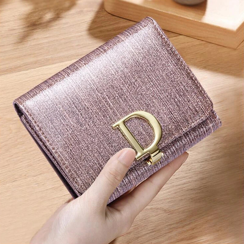 Bright - Fashion Women Cowhide Leather Wallet Anti RFID Card Holder Short Purse for Girl