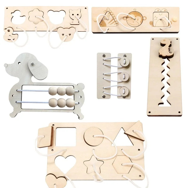 New Kindergarten Montessori Busy Board Hourglass Puzzles Accessories Bell Roller Counting bead Wall Toy Educational Toy For Gift