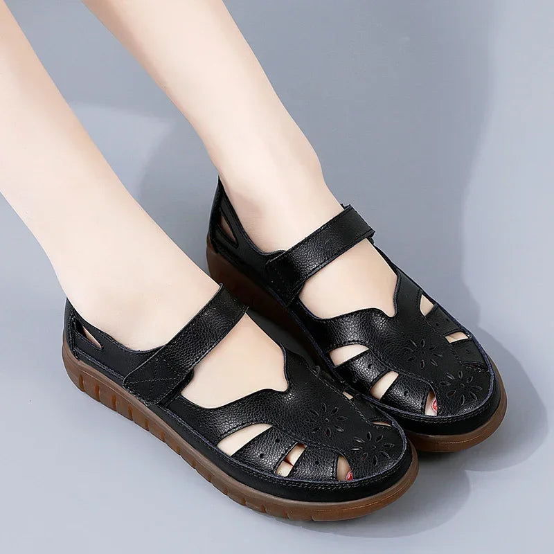 ComfySole - Women Sandals Summer Ladies Girls Comfortable Ankle Hollow Round Toe Sandals Woman Soft Beach Sole Female Shoes for Women