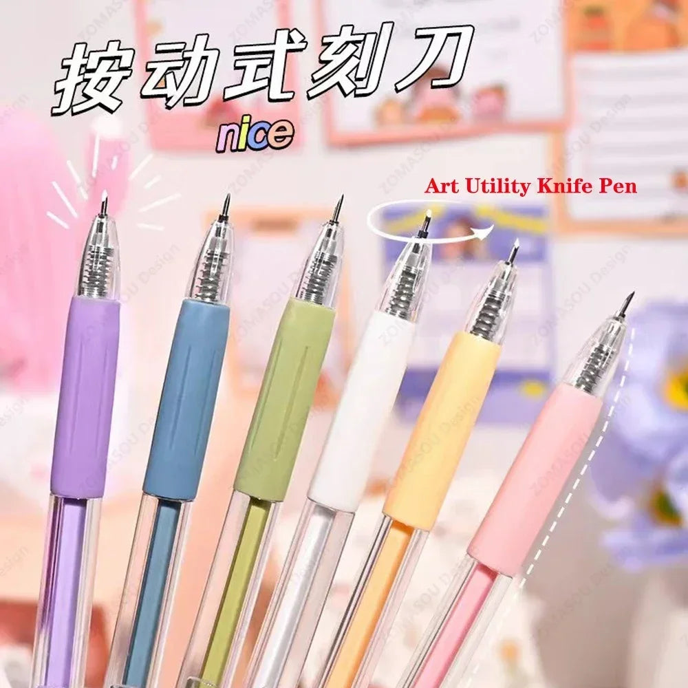 1-60Pcs Paper Cut Knife Pen Art Utility Knife Scrapbooking Cutting Tool DIY 3D Cabin Sticker Tape Cutter Express Box Knife
