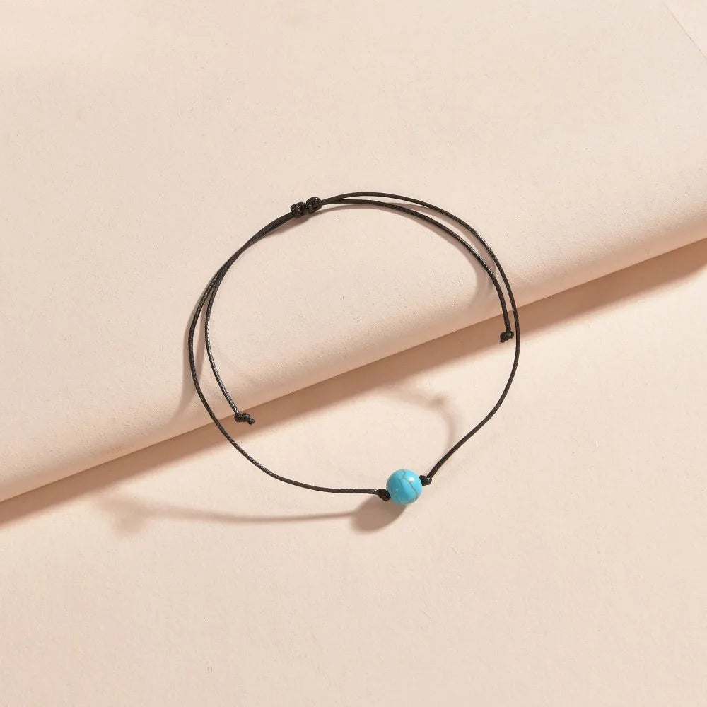 TURQONA - 
Bohemian Holiday Style   Imitation Turquoise Braided Rope Chain Adjustable Anklet Jewelry Gift