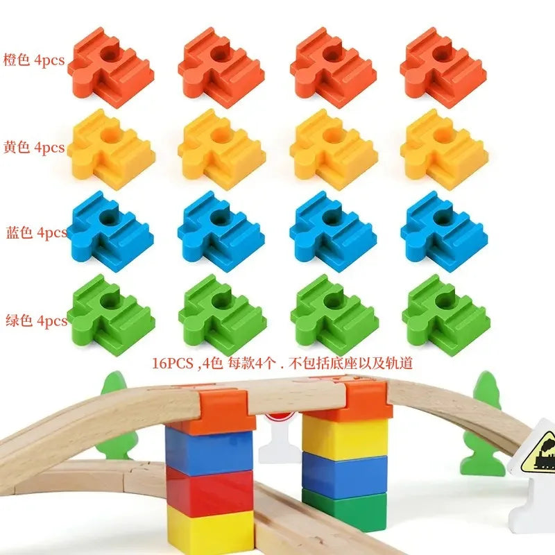 Wooden Train Track Connector Railway Rails Accessories Fit Thomas Train Road Connector Wood Railway Bridge Boys Birthday Gifts