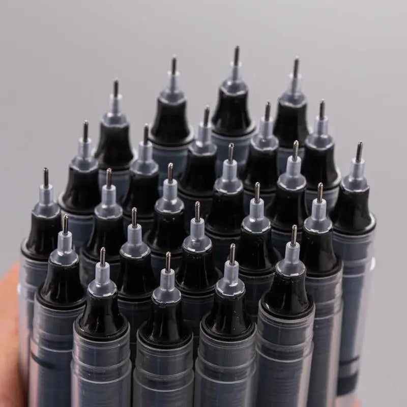 10Pcs 0.5mm Needle Type Gel Pens Straight Liquid Black Blue Red Writing Gel Pens School Stationery Office Supplies Writing Tools