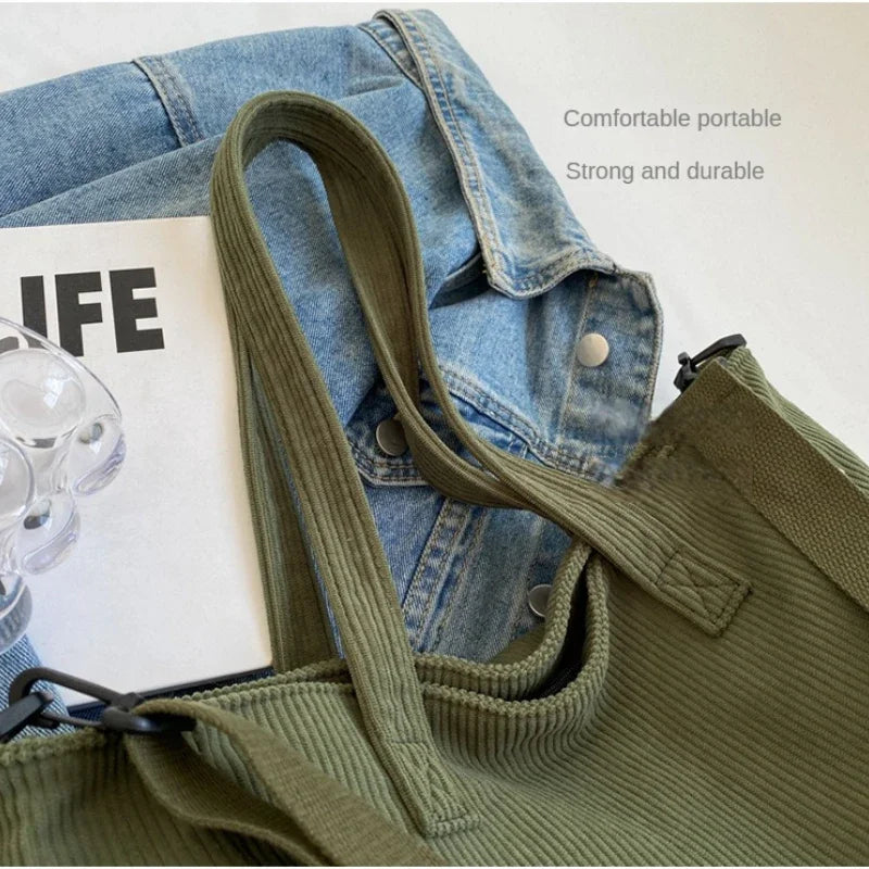 TARO - 
Fashion Versatile Shoulder Bag College Wind Commuting Corduroy Square BagUnisex Large Capacity Leisure Portable Crossbody Bag