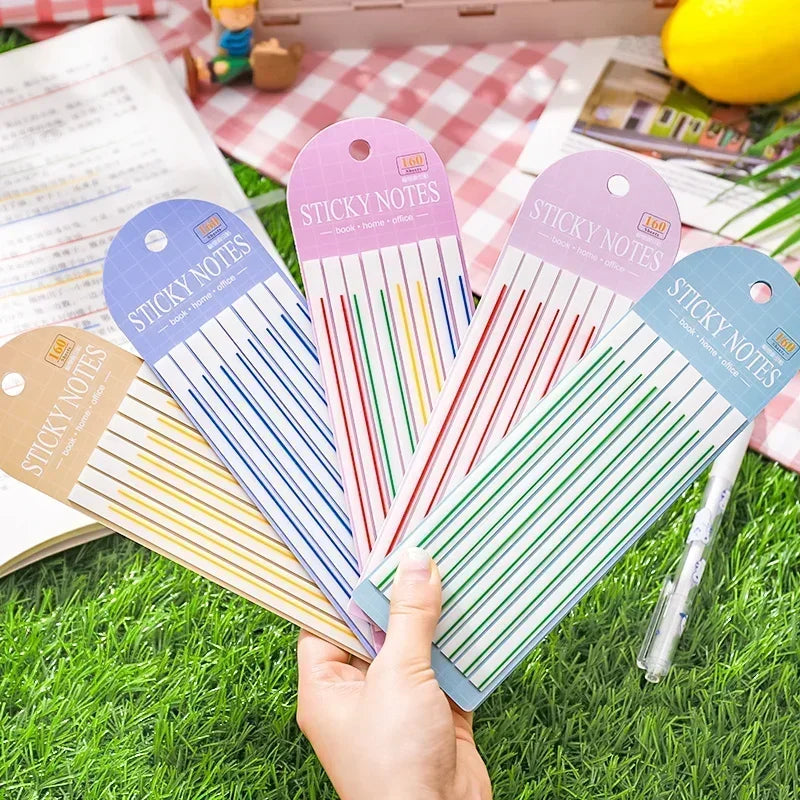 25Sheets highlighting stickers notes thin long strips transparent sticky students colorful fluorescent index Scrapbook 20*6CM