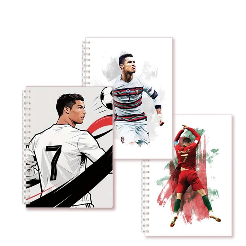 A5 Spiral Notebook Sporty Soccer-Themed Cristiano Ronaldo -100 Pages Journal Perfect Gift for Football Enthusiasts Sport Fans ﻿