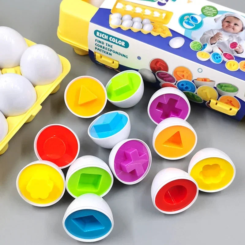 Montessori Educational Toys 1 2 3 Year Children Toy Easter Egg Baby Sensory Puzzle Smart Eggs Colors Shape Matching Sorter Games
