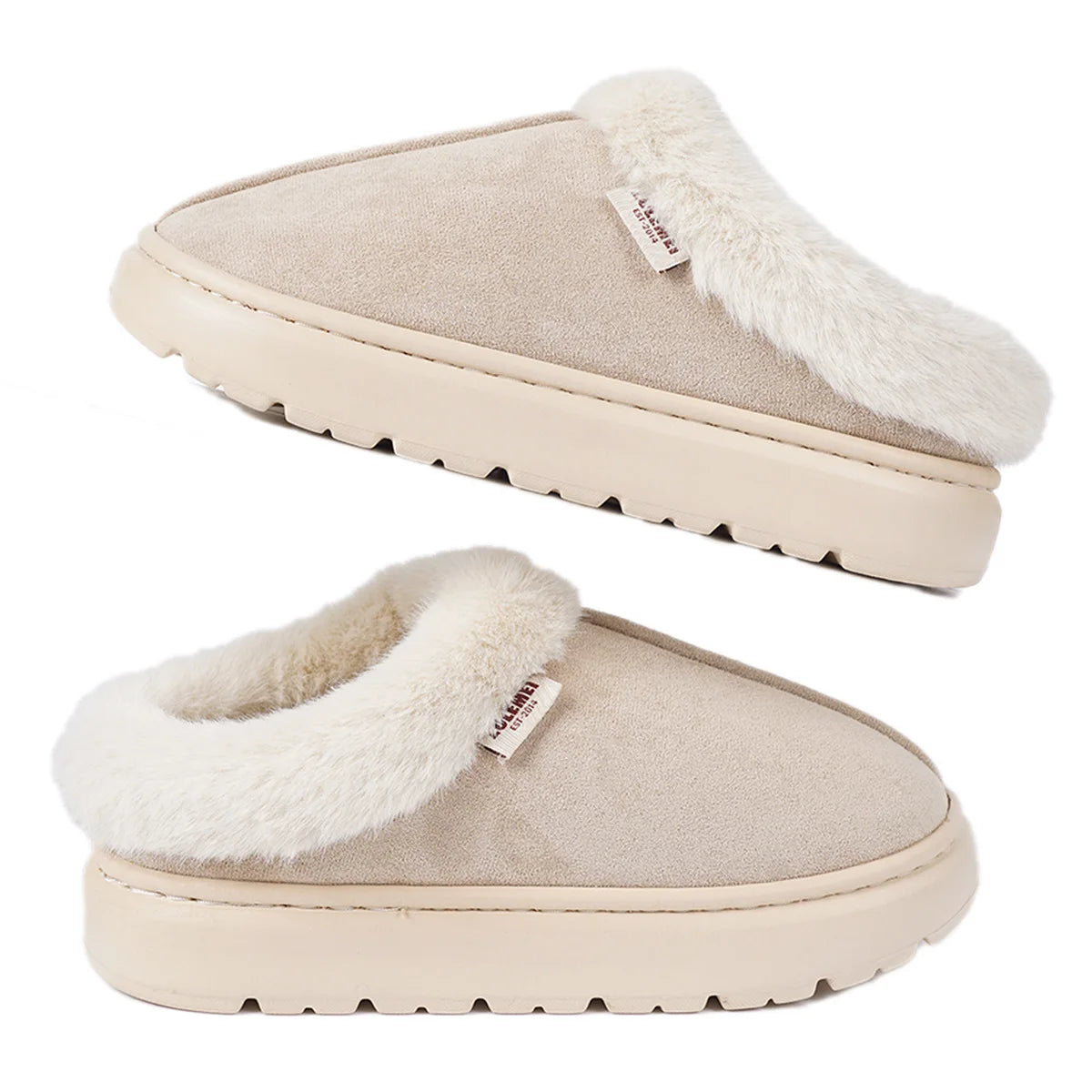Litfun -  Platform Women Fluffy Slippers Winter High Quality Plush Women Cotton Shoes Ladies Fur House Slippers Warm Fuzzy Slides