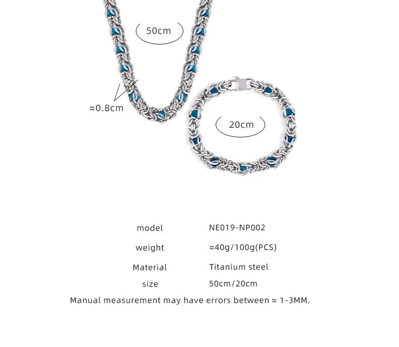 LIORÉ - 
Liora High Quality Stainless Steel Irregularly Chain Necklace Bracelet For Women Men Charm Women's Two Pieces Jewelry Set Gifts
