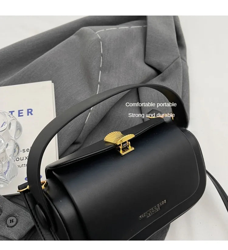 AVEN - 
Classic Black Shoulder Bag Women's Versatile Retro Crossbody Square Bags 2024 New Large Capacity Textured Leather Flap Handbags