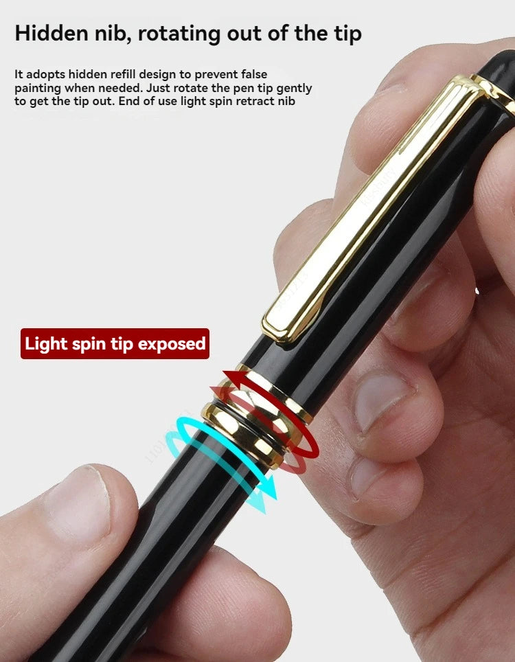 1 Pcs/set High-end Business Gel Pen,Gold/Silver Ballpoint pen 0.5mm Black Ink.For School Classroom, Office, Daily Writi