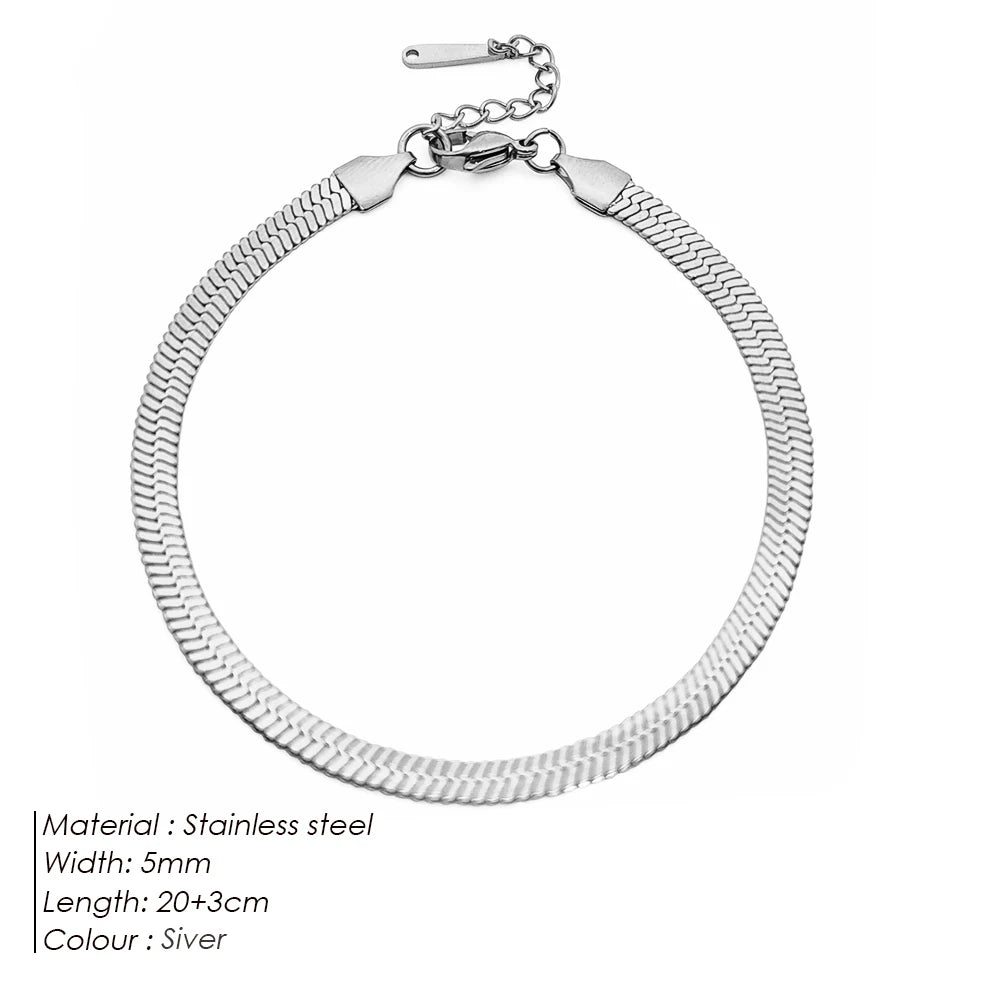 MARLIX - 
eManco Gifts Stainless Steel NotAllergic Men's Blade Chain Wholesale  Silver Color Snake Chain Anklet for Women Beach Chain Ankl