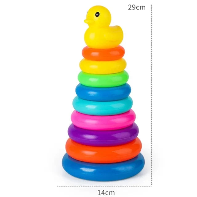 Montessori Stacking Toys for Babies 0 12M Rainbow Ring Stacker Baby Stacking Tower for Toddlers Educational Learning Sensory Toy