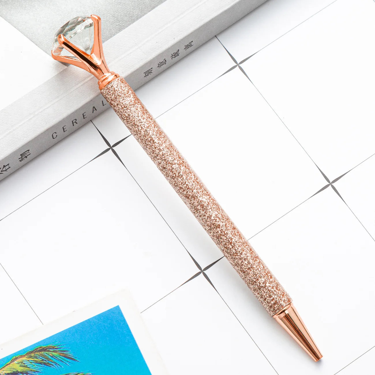 1 Piece Lytwtw's Ballpoint Pen Luxury Cute Big Diamond Wedding Rose Gold Metal Stationery School Office Supplies Supply Pens