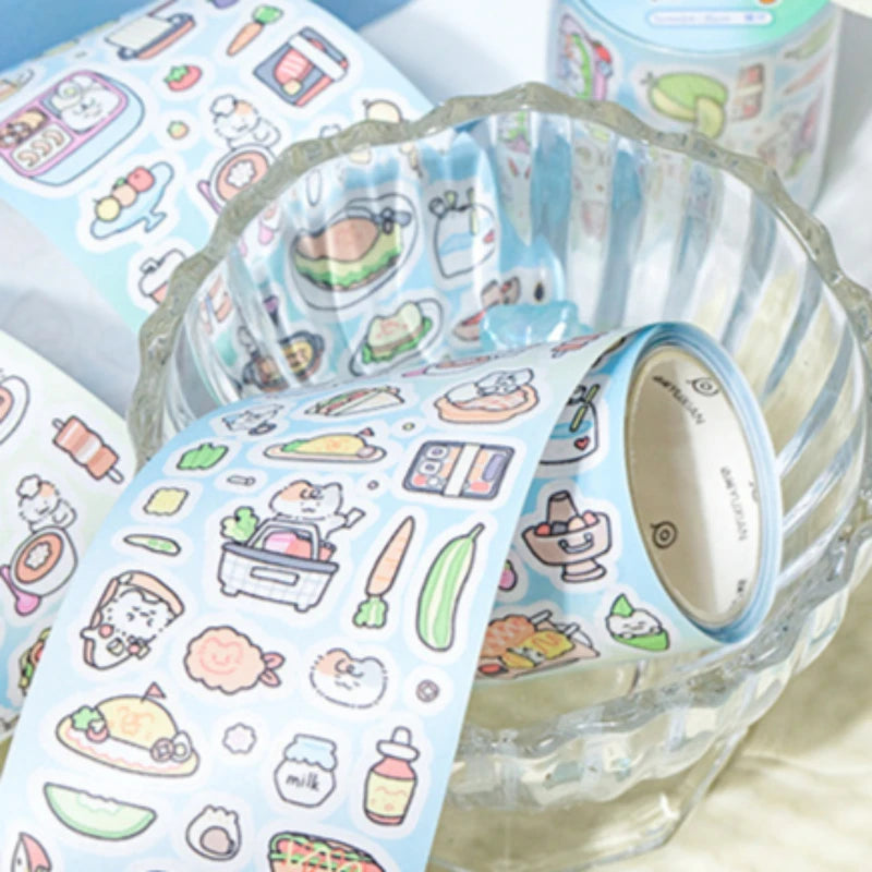 Mr. Paper, 200cm/roll，Cartoon Mini Cute Food Pattern Sticker，Scrapbook Phone Case Notebook Diary Decoration Stationery Sticker