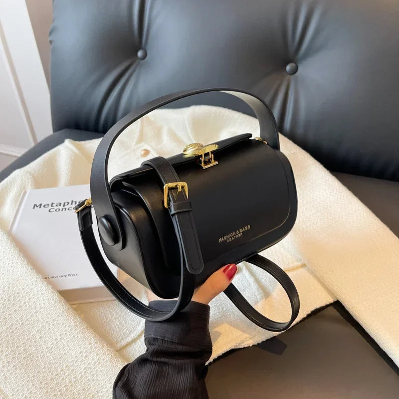 AVEN - 
Classic Black Shoulder Bag Women's Versatile Retro Crossbody Square Bags 2024 New Large Capacity Textured Leather Flap Handbags