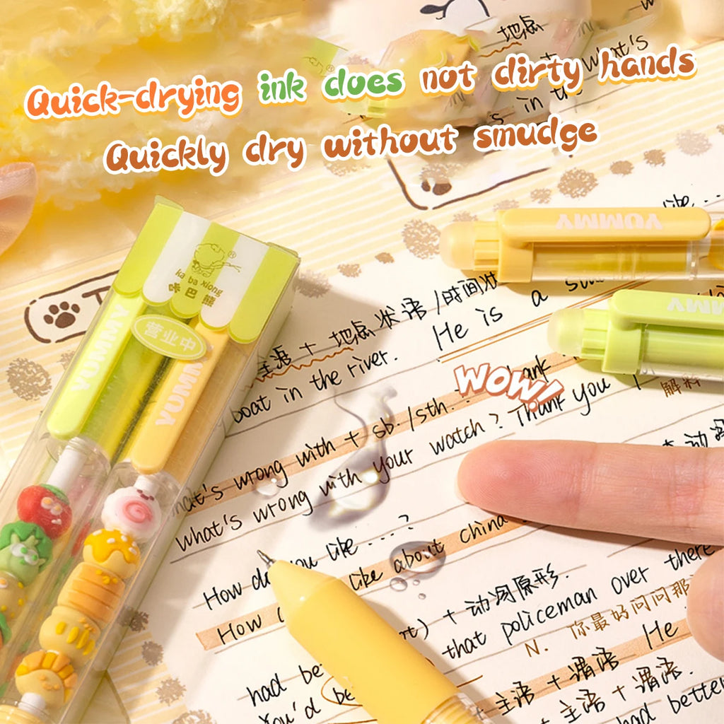 2Pcs Set Gel Pen 0.5mm Fine Point Black Ink Cute Creative Pen Quick Drying Smooth Writing for Journals Cheap Kawaii Stationery