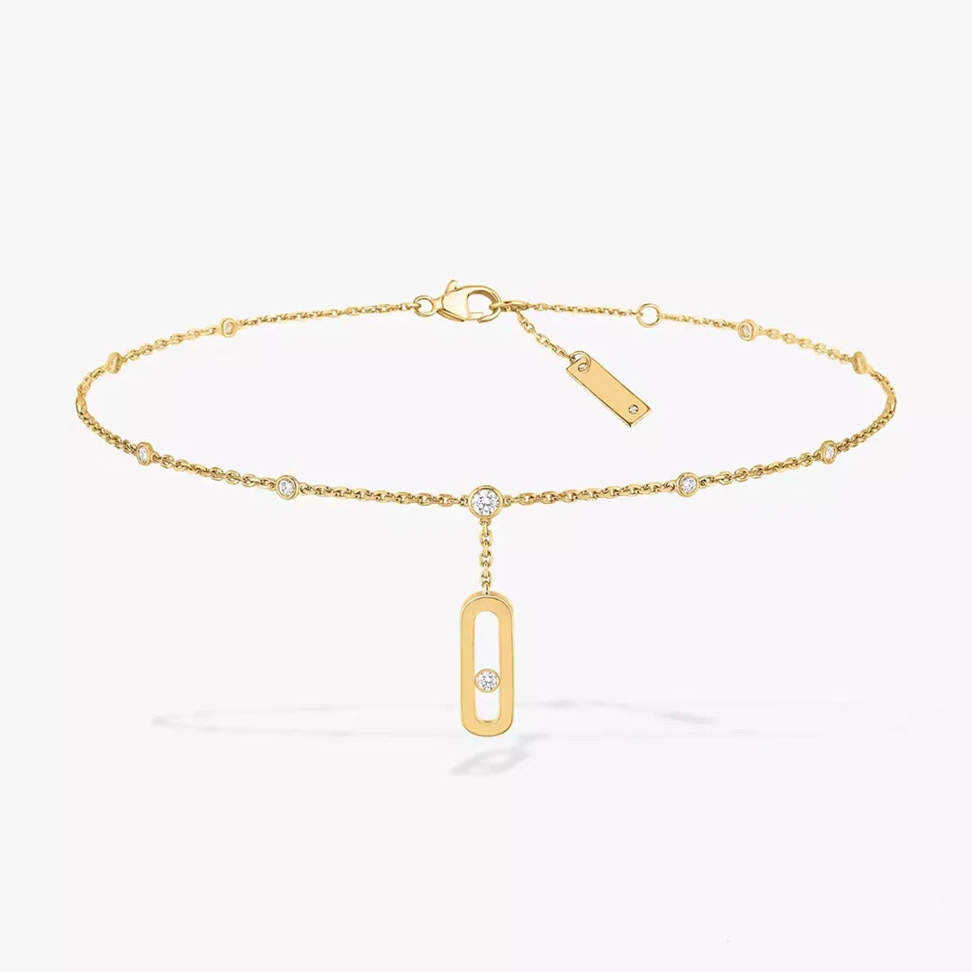 AUREVÉ - 
925 sterling silver 18K gold classic women's diamond ankle chain with moving diamonds. Luxury jewelry gifts