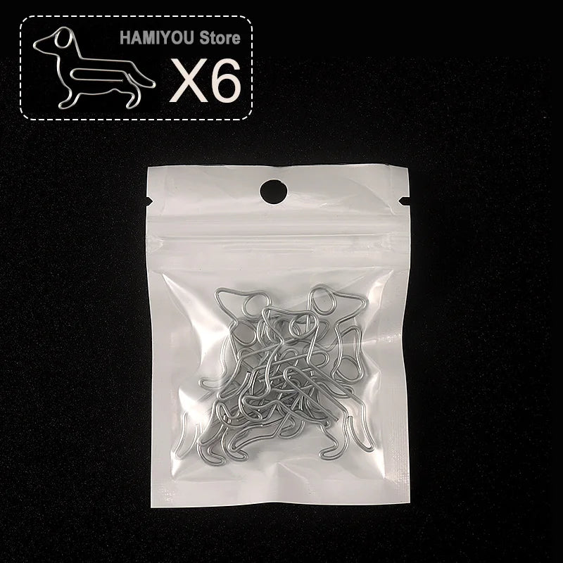 Little Dog Style Paper Clips Binder Clips Bookmarks Tickets Photo Clamp Patchwork Clips Office Binding Supplies silver purpleRed