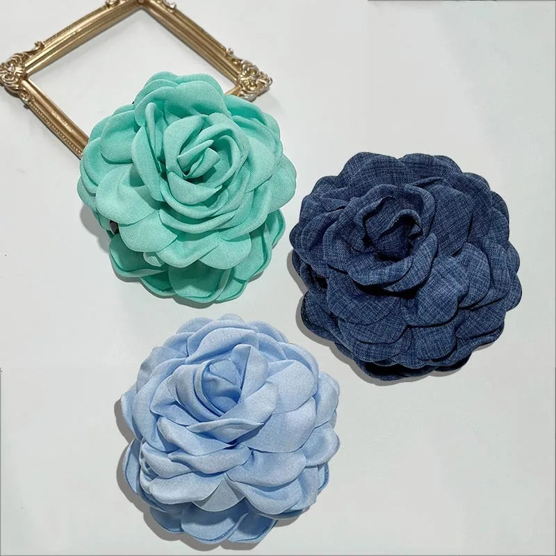 Rosabella - French Fabric Rose Flower Hair Claw Clips For Women Girls Hair Clip Barrette Hairpins Hair Clamps Headwear Hair Accessories Gift