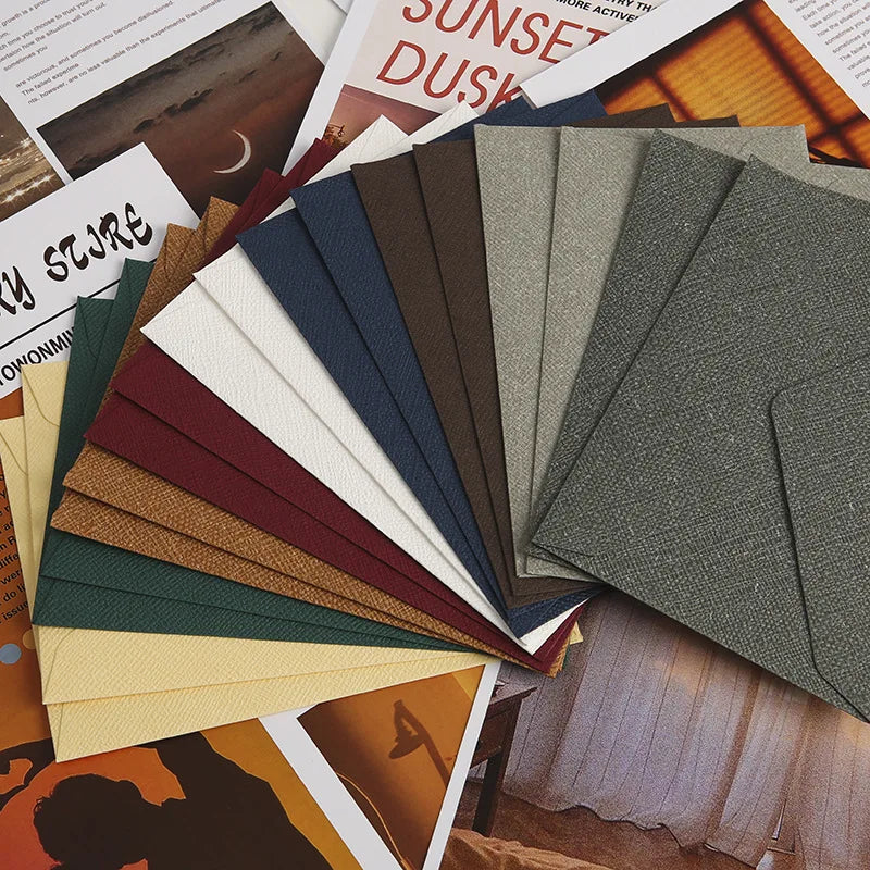 10pcs Linen-Textured Envelope Set - Retro Western Linen Paper for Letters/Invitations Retro Stationery Set