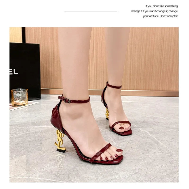 Unique Strap - Red Wine Color, Elegant Personality New Summer Style Elegant Ladies Sandals