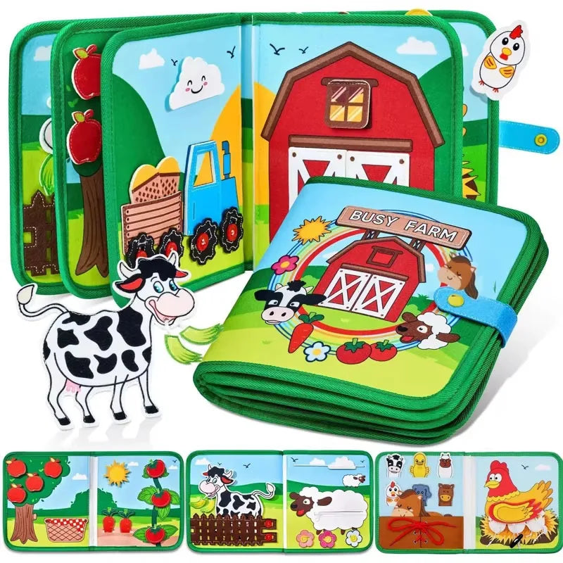 Montessori Toys Busy Book for Toddlers Farm Animal Storytelling Busy Board Kids Fine Motor Early Education Toys Travel Gifts