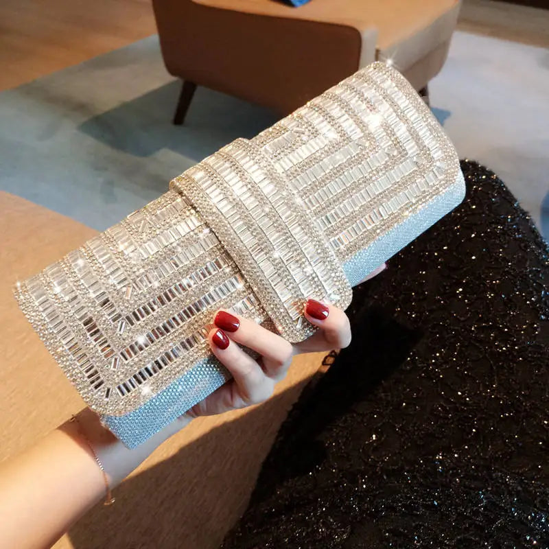 Lunara - 
Factory Direct Sales Stick Diamond Three Discount Dinner Bag Hand Armpit Chain Wedding Party Crystal Evening Clutch Bag