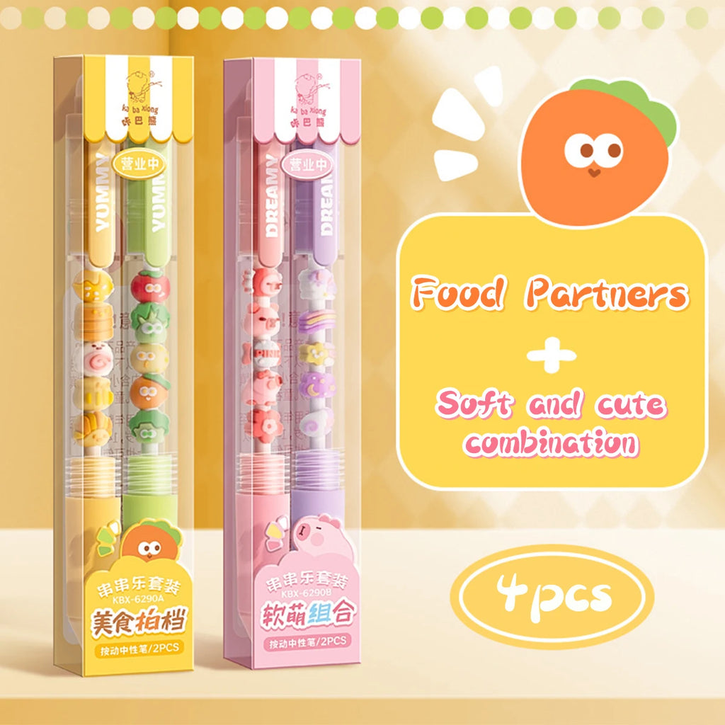 2Pcs Set Gel Pen 0.5mm Fine Point Black Ink Cute Creative Pen Quick Drying Smooth Writing for Journals Cheap Kawaii Stationery