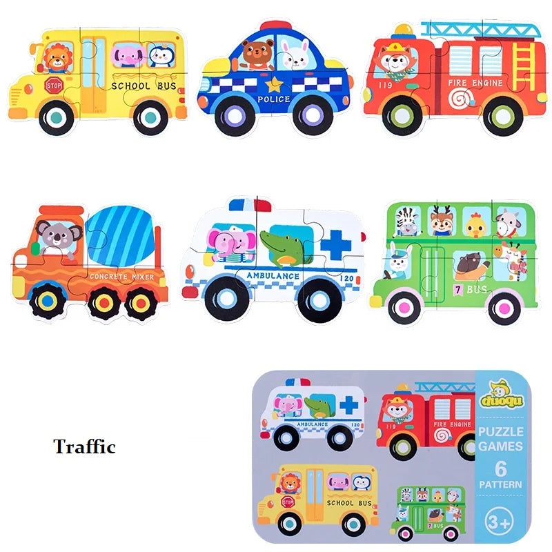 Baby Wooden Puzzles for Toddlers Montessori Development Toys Educational Animals Puzzle Board Games for Kids Boys 1 2 3 Years